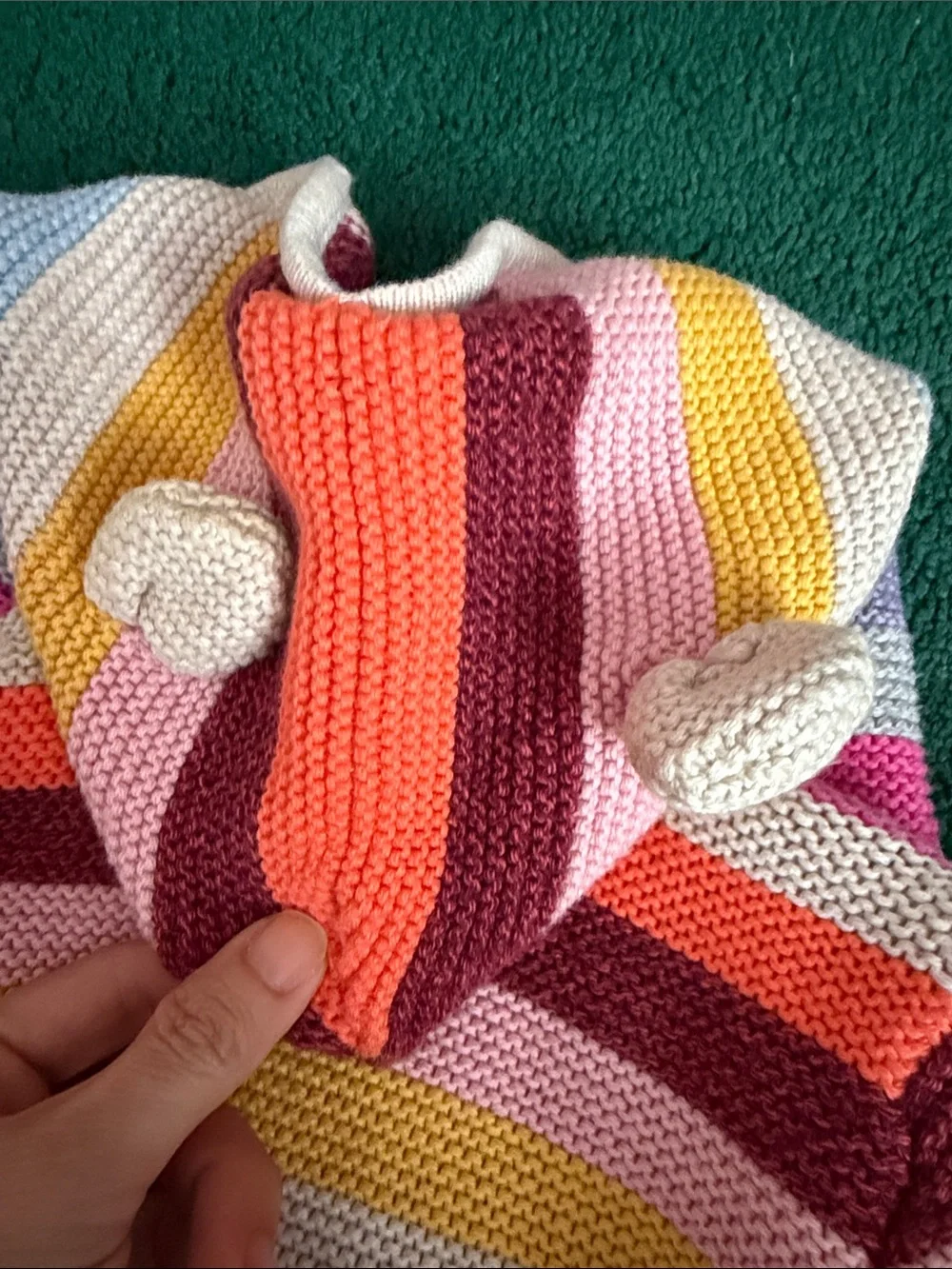 GAP Multicolor Striped Knit Hoodie Sweater with baby bear ears
